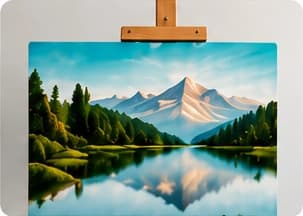 Landscape painting on an easel